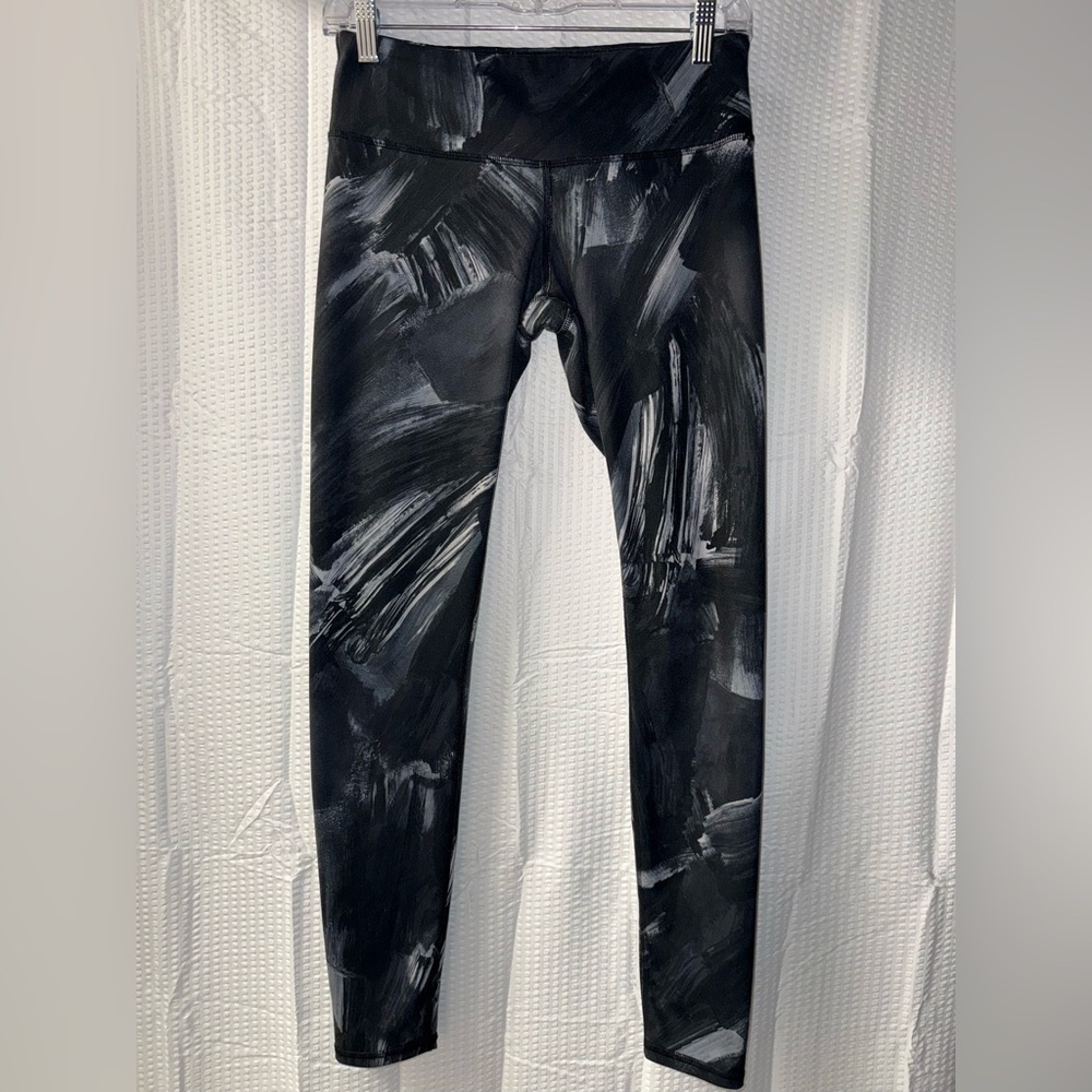 ALO Yoga Brushstrokes Leggings Full Length Black Gray Small